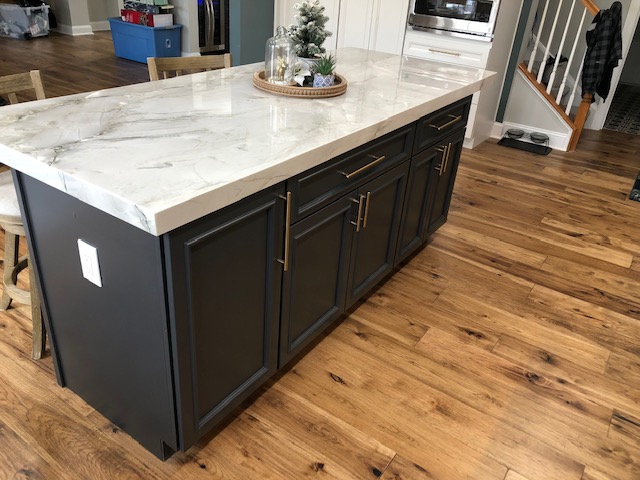 custom kitchen island with white counter