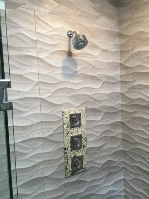 wavy tile in custom shower