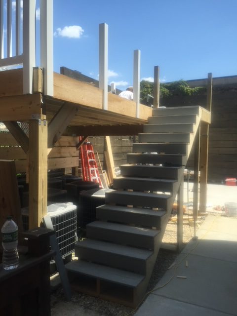raised deck with stairs